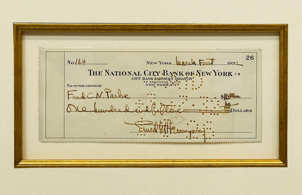 HISTORIC ERNEST HEMINGWAY RARE HANDSIGNED CHECK AND ENVELOPE SETUP