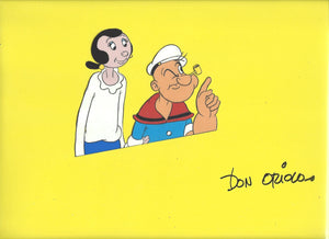 POPEYE AND OLIVE OYL PRODUCTION CEL AND ANIMATION DRAWING