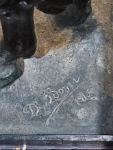 RARE 1915 ANTIQUE BRONZE SCULPTURE WITH IVORY ACCENTS