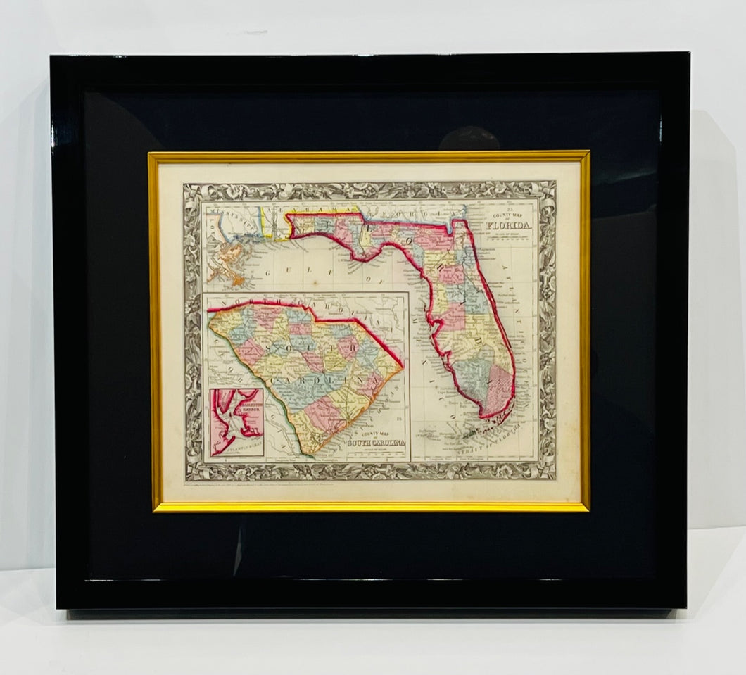 ORIGINAL RARE 1860 MAP OF FLORIDA