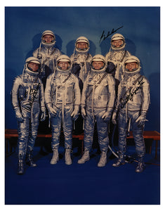 MERCURY 7 ASTRONAUTS PHOTO HAND-SIGNED BY 3 MEMBERS