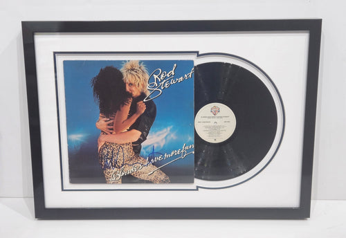 ROD STEWART ' BLONDES HAVE MORE FUN '   SIGNED ALBUM COVER AND VINYL SET-UP