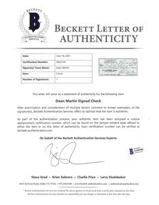 DEAN MARTIN HAND-SIGND CHECK WITH PHOTO