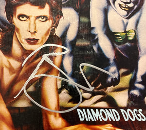 RARE DAVID BOWIE HAND-SIGNED ' DIAMOND DOGS ' ALBUM AND VINYL SET-UP