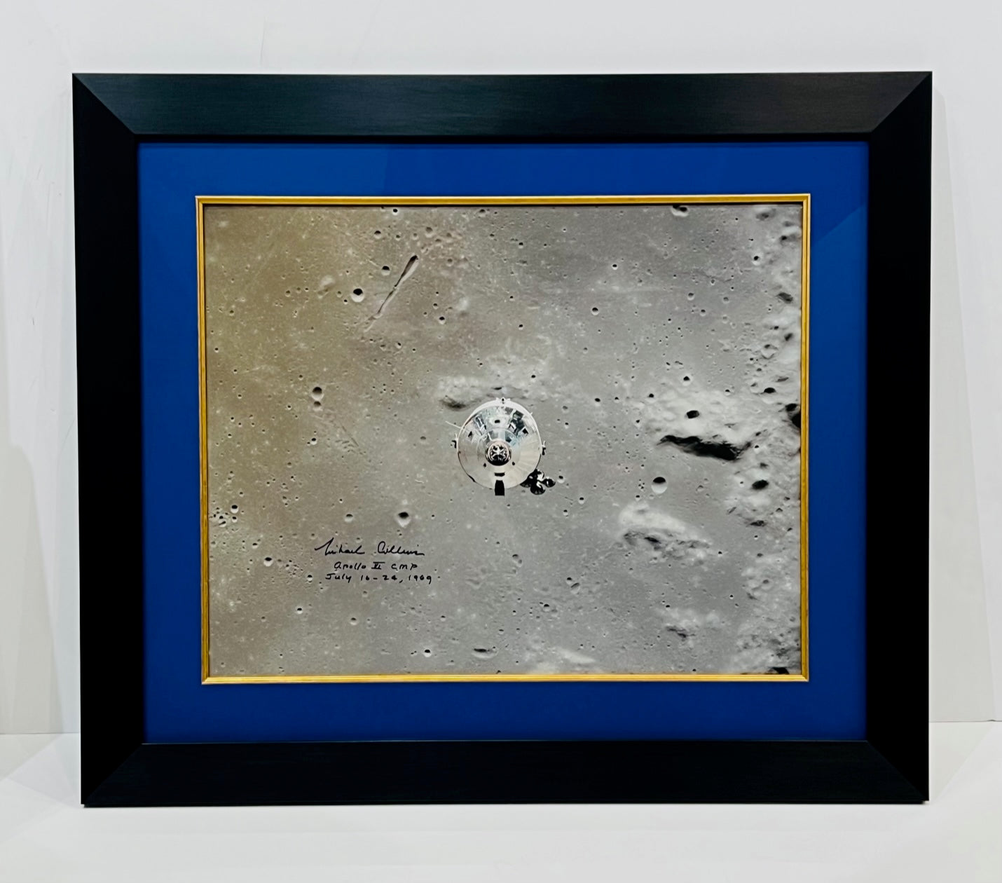 APOLLO 11 COMMAND MODULE COLUMBIA ABOVE THE LUNAR SURFACE SIGNED BY AS ...