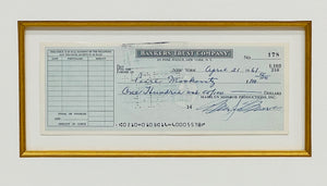 MARILYN MONROE HAND-SIGNED CHECK WITH FINE ART PHOTOGRAPHIC PRINT