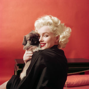 MARILYN WITH DOG, NEW YORK, 1955