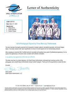 MERCURY 7 ASTRONAUTS PHOTO HAND-SIGNED BY 3 MEMBERS