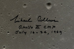 APOLLO 11 COMMAND MODULE COLUMBIA ABOVE THE LUNAR SURFACE SIGNED BY ASTRONAUT  MICHAEL COLLINS