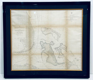 ORIGINAL 1863 US ATLANTIC COAST SURVEY MAP OF MOSQUITO INLET TO KEY WEST