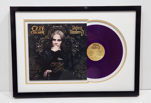 OZZY OSBOURNE ' PATIENT NUMBER 9 '  SIGNED ALBUM COVER AND VINYL SET-UP