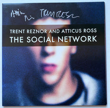 ' THE SOCIAL NETWORK ' HAND-SIGNED BY COMPOSERS TRENT REZNOR AND ATTICUS ROSS ALBUM COVER AND VINYL SET-UP