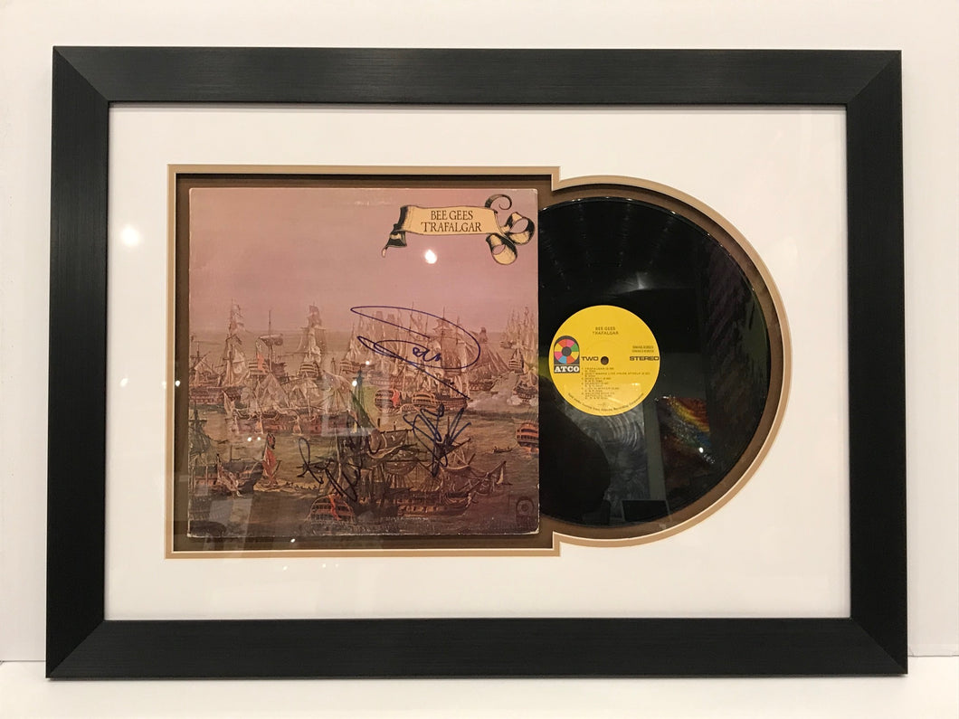 TRAFALGAR - ALBUM COVER AND VINYL SET-UP - SIGNED BY THE BEE GEES