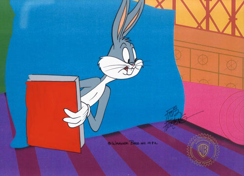 BUGS BUNNY CLOSE UP WITH BOOK - ORIGINAL PRODUCTION CEL