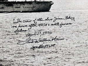APOLLO 13 RECOVERY~ USS IWO JIMA PHOTOGRAPH HAND-SIGNED BY FRED HAISE