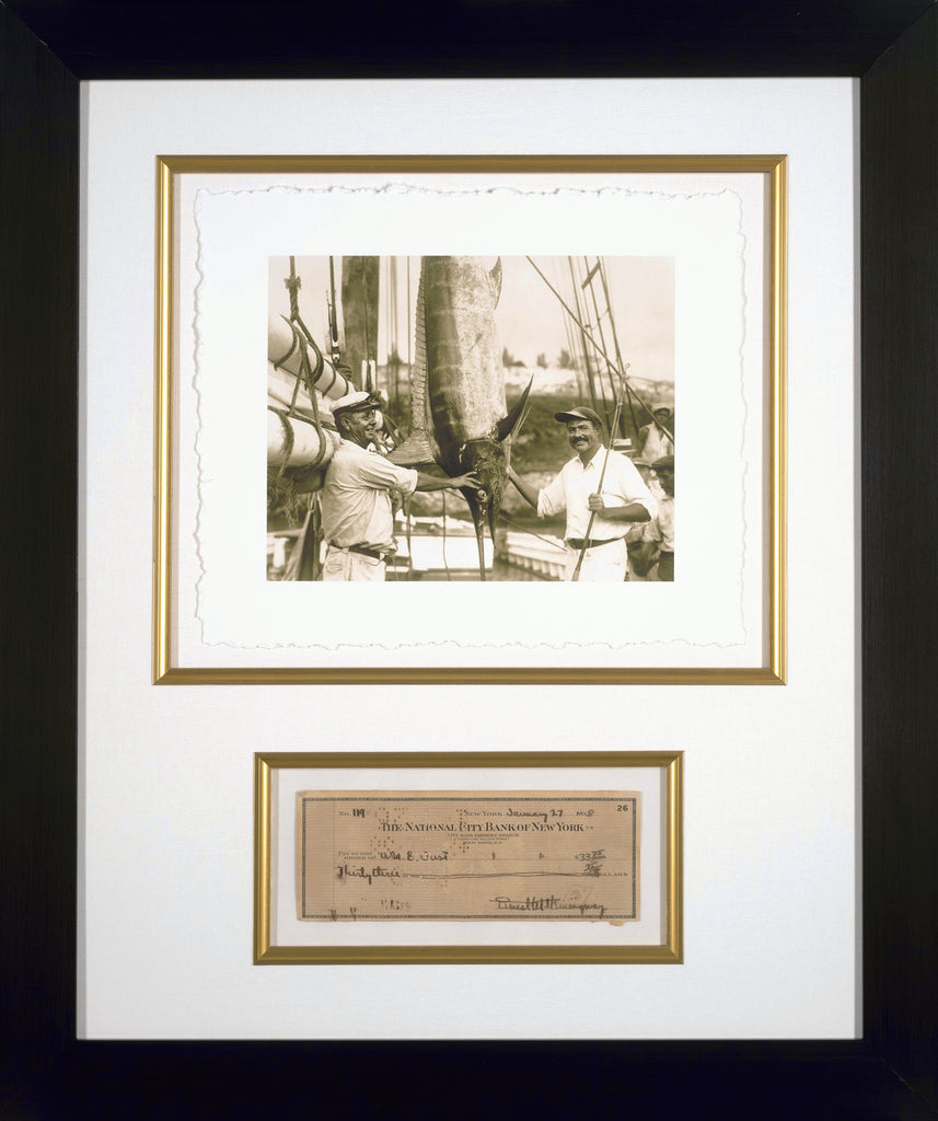 ORIGINAL RARE ERNEST HEMINGWAY SIGNED CHECK WITH HISTORIC PHOTO Zazoo Fine Art Gallery