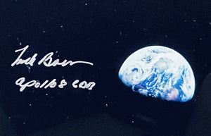 FRANK BORMAN HAND-SIGNED EARTH RISING OVER THE LUNAR SURFACE TAKEN FROM APOLLO 8