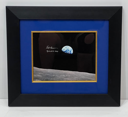 FRANK BORMAN HAND-SIGNED EARTH RISING OVER THE LUNAR SURFACE TAKEN FROM APOLLO 8