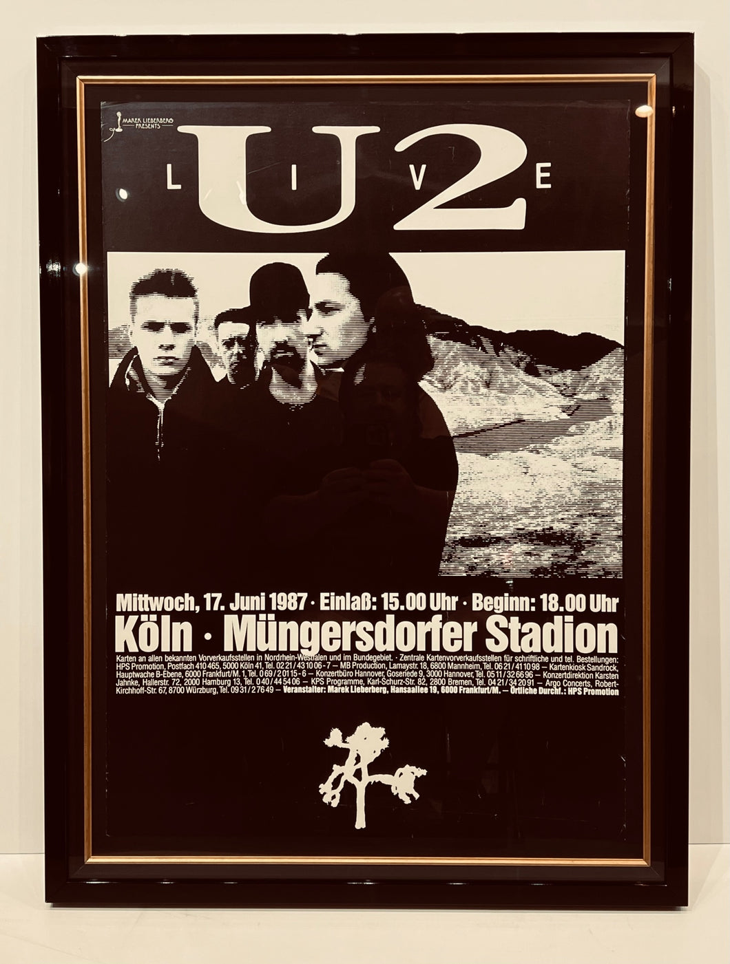 U2 LIVE JOSHUA TREE TOUR GERMAN CONCERT POSTER (1987)